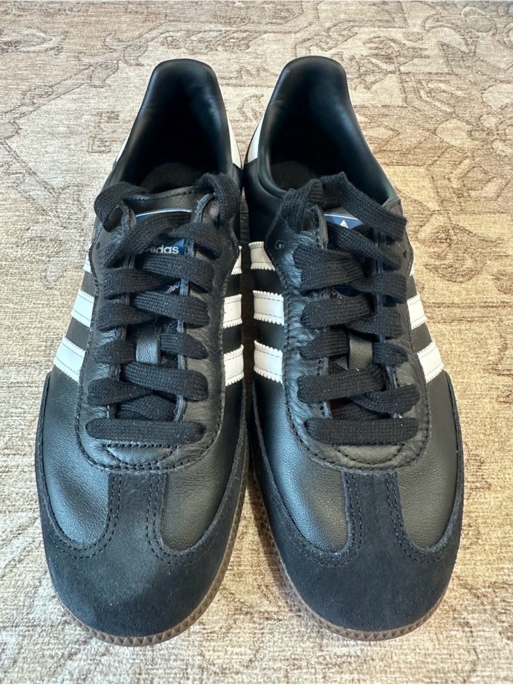 adidas women Black Sneakers with White Stripes